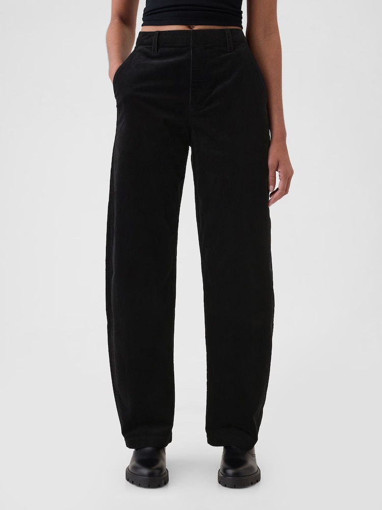 Gap Black 365 High Rise Corduroy Tapered Trousers - Image 1 of 5 Gap Black 365 High Rise Corduroy Tapered Trousers - Image 1 of 5