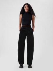 Gap Black 365 High Rise Corduroy Tapered Trousers - Image 4 of 5