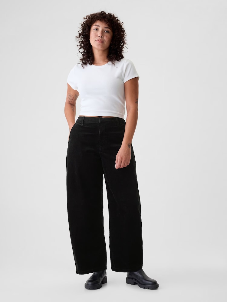Gap Black 365 High Rise Corduroy Tapered Trousers - Image 5 of 5 Gap Black 365 High Rise Corduroy Tapered Trousers - Image 5 of 5