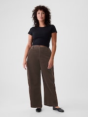 Gap Brown 365 High Rise Corduroy Tapered Trousers - Image 4 of 5