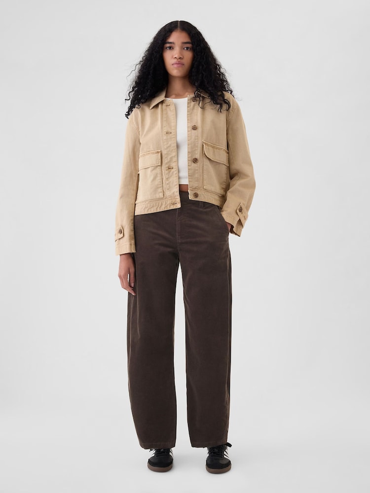 Gap Brown 365 High Rise Corduroy Tapered Trousers - Image 5 of 5