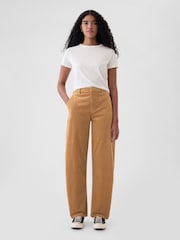 Gap Camel 365 High Rise Corduroy Tapered Trousers - Image 1 of 5