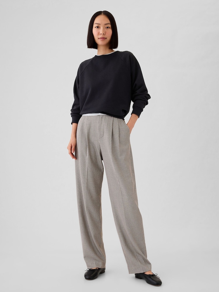 Gap Light Grey Everyday High Waisted Brushed Twill Pleated Taper Trousers - Image 1 of 5