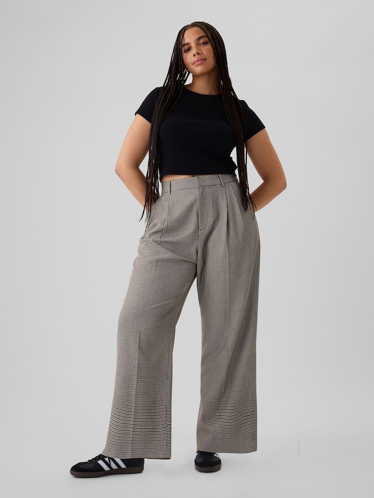 Gap Light Grey Everyday High Waisted Brushed Twill Pleated Taper Trousers - Image 5 of 5