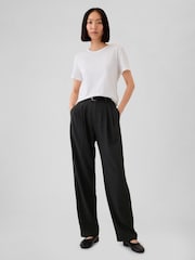 Gap Black Everyday High Waisted Brushed Twill Pleated Taper Trousers - Image 1 of 5