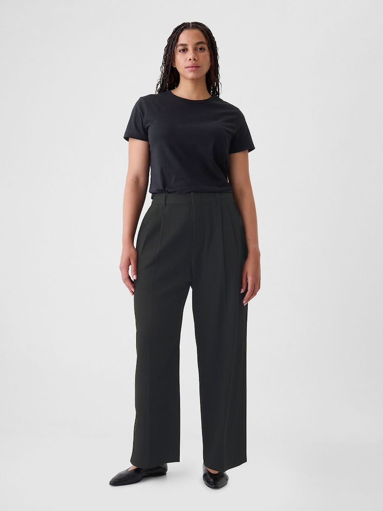 Gap Black Everyday High Waisted Brushed Twill Pleated Taper Trousers - Image 5 of 5