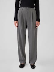 Gap Grey Everyday High Waisted Brushed Twill Pleated Taper Trousers - Image 1 of 5