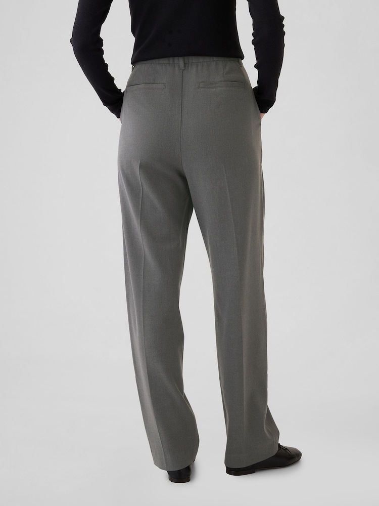 Gap Grey Everyday High Waisted Brushed Twill Pleated Taper Trousers - Image 2 of 5