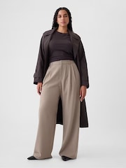 Gap Light Brown 365 High Waisted Brushed Twill Pleated Trousers - Image 1 of 4