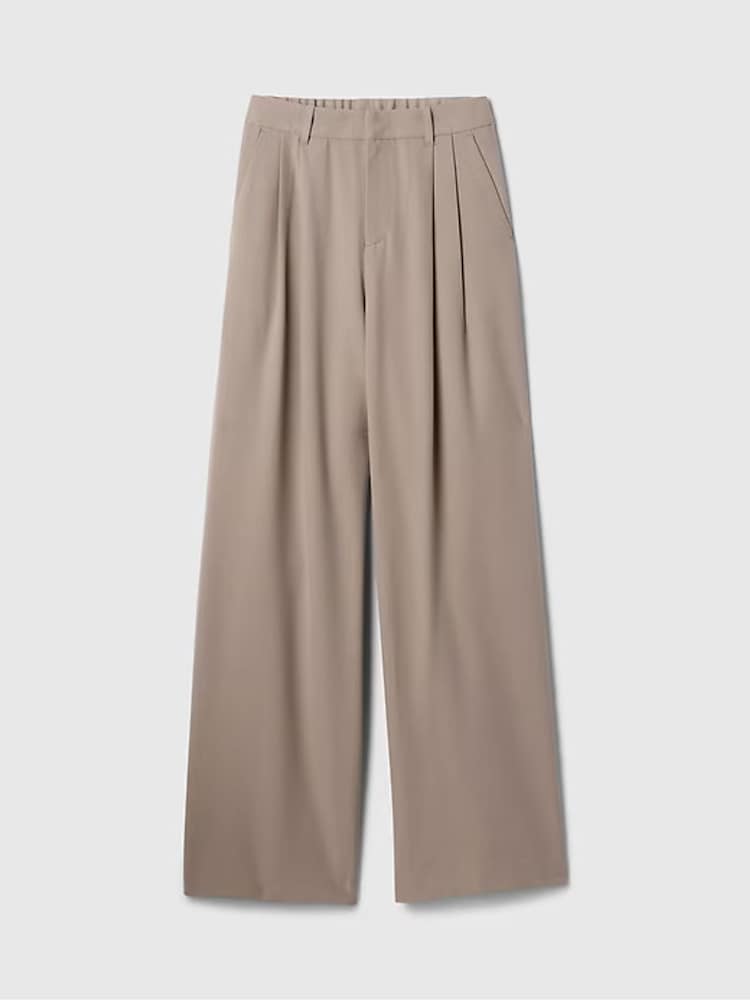 Gap Light Brown 365 High Waisted Brushed Twill Pleated Trousers - Image 4 of 4