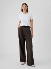 Gap Brown 365 High Waisted Brushed Twill Pleated Trousers - Image 1 of 8