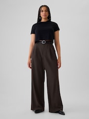 Gap Brown 365 High Waisted Brushed Twill Pleated Trousers - Image 5 of 8