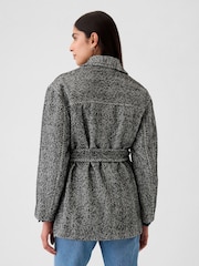 Gap Black Herringbone Belted Utility Jacket - Image 2 of 5