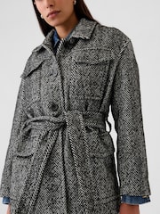 Gap Black Herringbone Belted Utility Jacket - Image 4 of 5