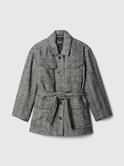 Gap Black Herringbone Belted Utility Jacket - Image 5 of 5