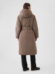 Gap Brown Oversized Long Belted Puffer Coat - Image 2 of 5