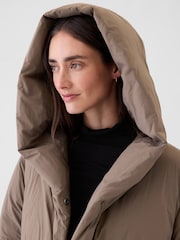 Gap Brown Oversized Long Belted Puffer Coat - Image 4 of 5