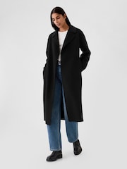 Gap Black Belted Double Faced Wool-Blend Trench Coat - Image 1 of 5