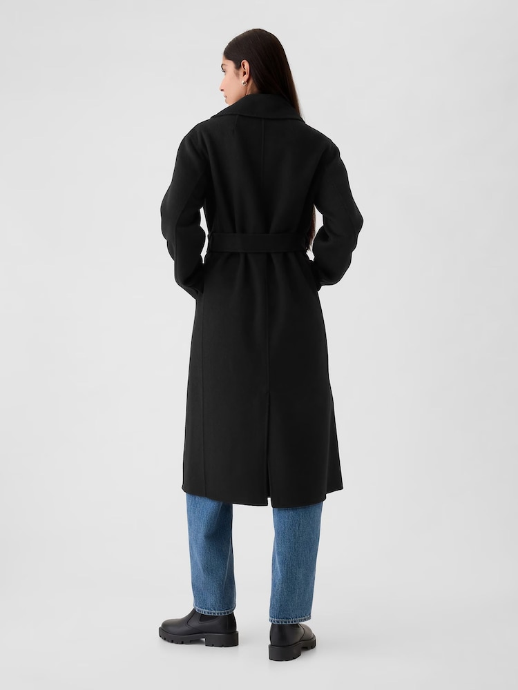 Gap Black Belted Double Faced Wool-Blend Trench Coat - Image 2 of 5