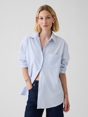 Gap Blue Organic Cotton Oxford Oversized Shirt - Image 1 of 4