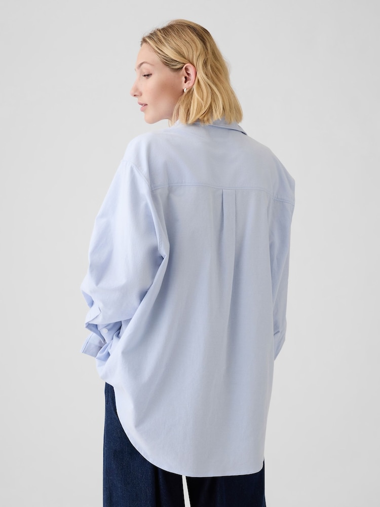 Gap Blue Organic Cotton Oxford Oversized Shirt - Image 2 of 4 Gap Blue Organic Cotton Oxford Oversized Shirt - Image 2 of 4