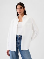 Gap White Organic Cotton Oxford Oversized Shirt - Image 1 of 4