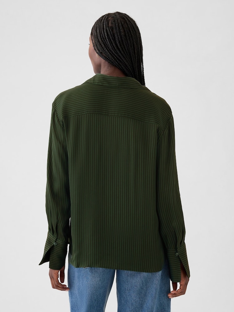 Gap Green Satin Perfect Shirt - Image 2 of 5