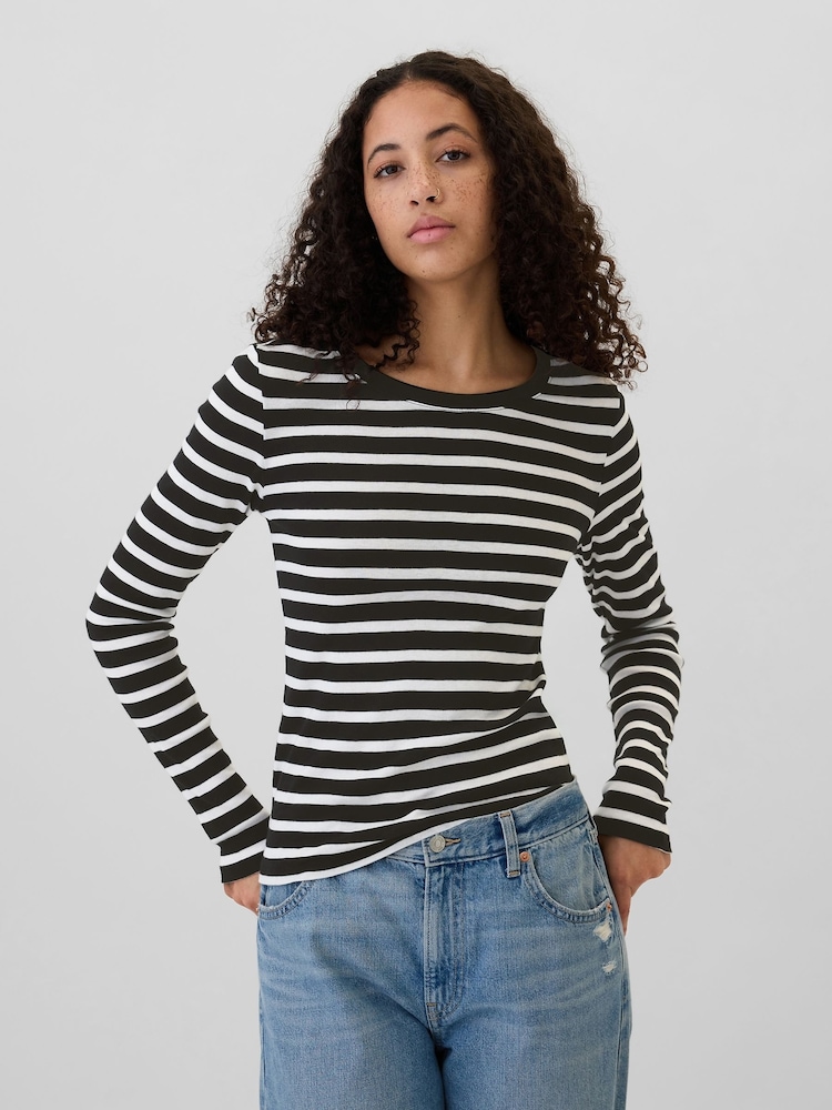 Zwarte streep - Gap - Favourite - T-shirt met lange mouwen en ronde hals van katoen en modal - Image 1 of 5