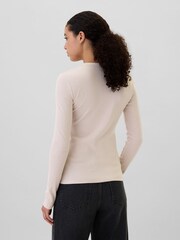 Gap Pink Ribbed Long Sleeve Crew Neck T-Shirt - Image 2 of 5