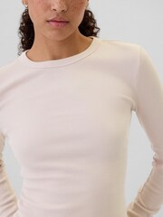 Gap Pink Ribbed Long Sleeve Crew Neck T-Shirt - Image 4 of 5