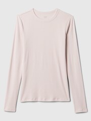 Gap Pink Ribbed Long Sleeve Crew Neck T-Shirt - Image 5 of 5