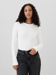 Camiseta de manga larga acanalada con cuello redondo de Gap - Imagen 1 de 5
