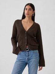 Gap Brown V-Neck Pocket Cardigan - Image 1 of 5