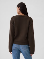 Gap Brown V-Neck Pocket Cardigan - Image 2 of 5