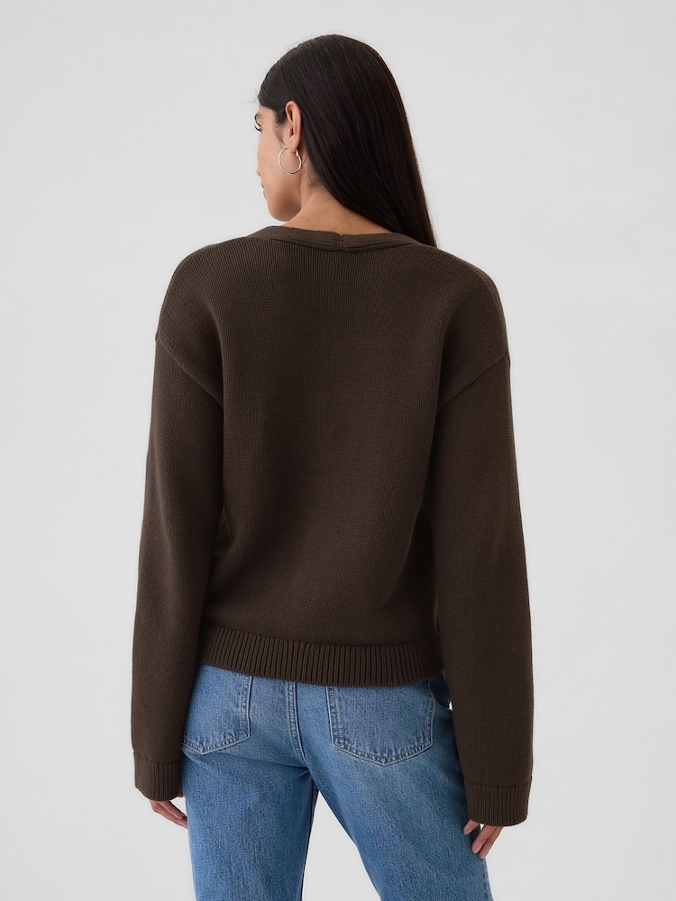 Gap Brown V-Neck Pocket Cardigan - Image 2 of 5