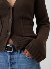 Gap Brown V-Neck Pocket Cardigan - Image 4 of 5