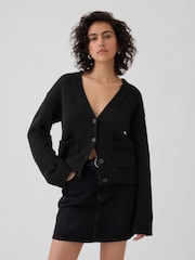 Gap Black V-Neck Pocket Cardigan - Image 1 of 5