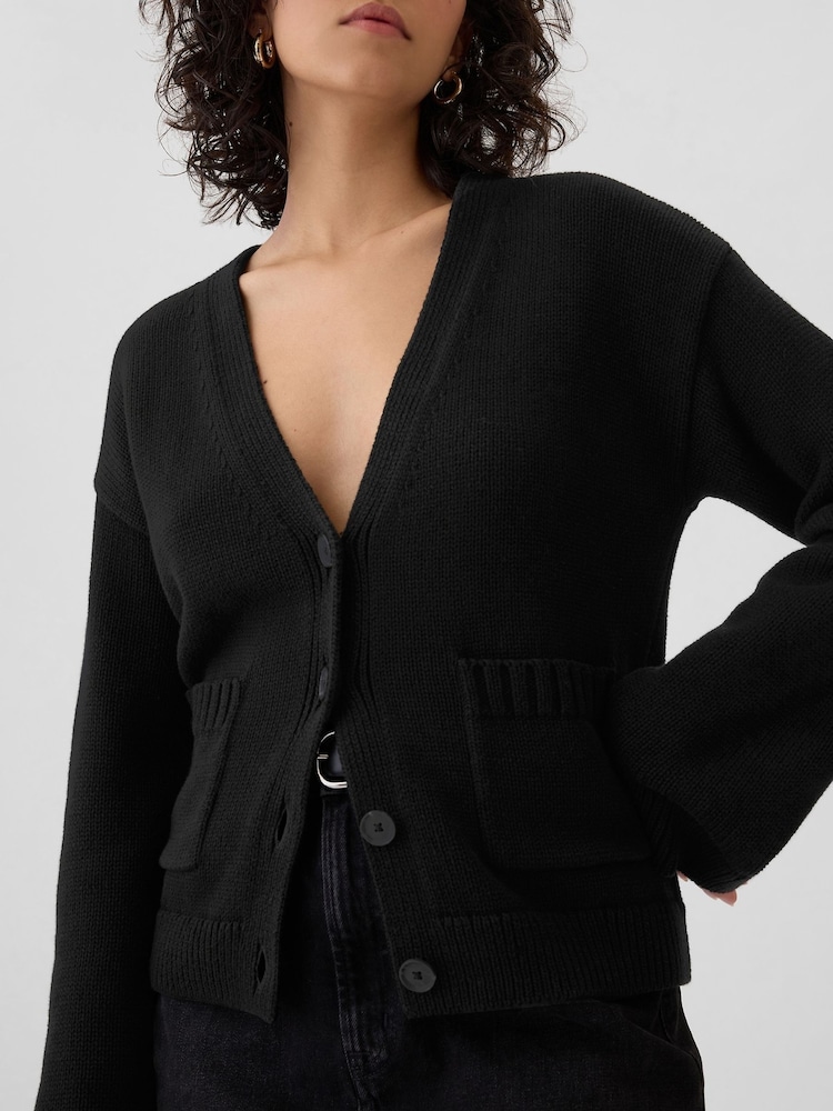 Gap Black V-Neck Pocket Cardigan - Image 4 of 5