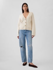 Gap Beige V-Neck Pocket Cardigan - Image 3 of 5