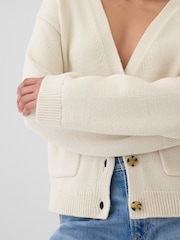 Gap Beige V-Neck Pocket Cardigan - Image 4 of 5
