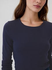 Gap Navy Blue Favourite Cotton-Modal Crew Neck Long Sleeve T-Shirt - Image 4 of 5