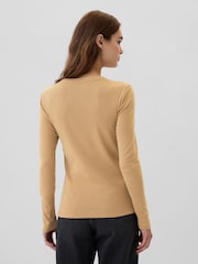 Gap Brown Favourite Cotton-Modal Crew Neck Long Sleeve T-Shirt - Image 2 of 5