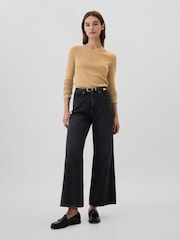 Gap Brown Favourite Cotton-Modal Crew Neck Long Sleeve T-Shirt - Image 3 of 5