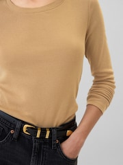 Gap Brown Favourite Cotton-Modal Crew Neck Long Sleeve T-Shirt - Image 4 of 5