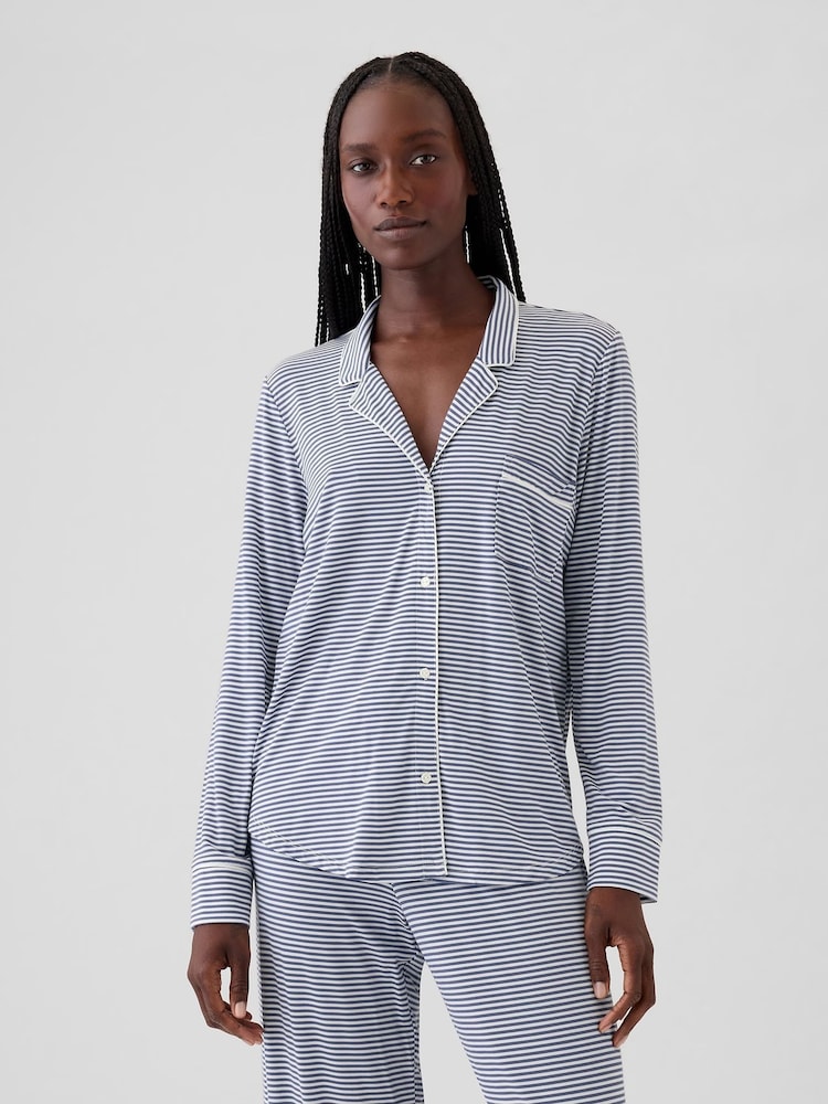 Gap Blue Modal Long Sleeve Pyjama Shirt - Image 1 of 4