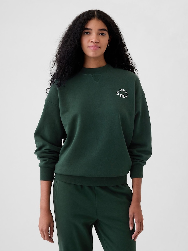 Gap Green Athletic Logo Mock Neck Jumper - Image 1 of 5