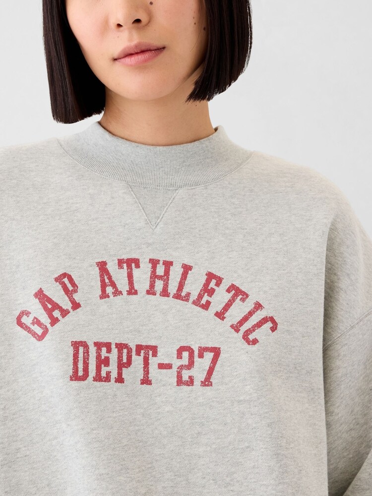 Gap Grey Athletic Logo Mock Neck Jumper - Image 4 of 5