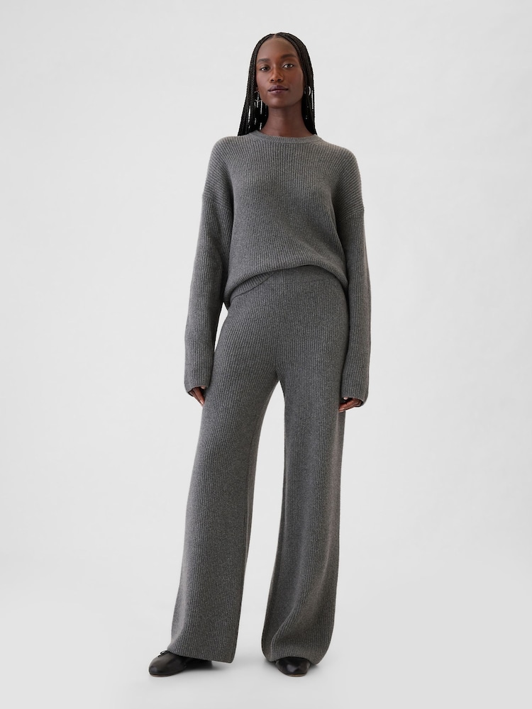 Gap Grey CashSoft Shaker-Stitch Knit Trousers - Image 1 of 5