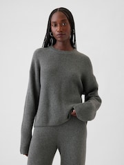 Gap Grey CashSoft Oversized Shaker-Stitch Crew Neck Jumper - Image 1 of 5