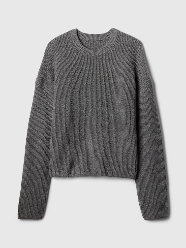 Grijs - Gap CashSoft Oversized Shaker-Stitch trui met ronde hals - Image 4 of 5